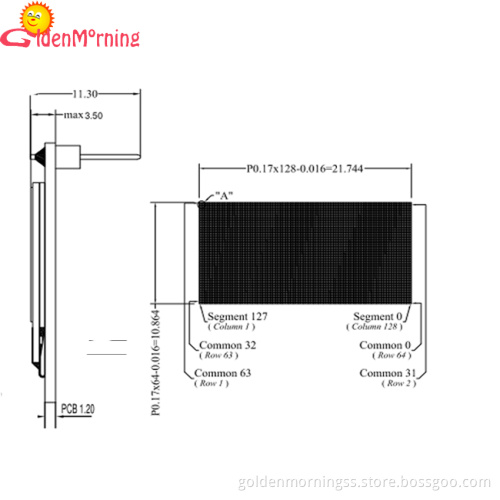 0.96" OLED Display IIC interface yellow and blue color
